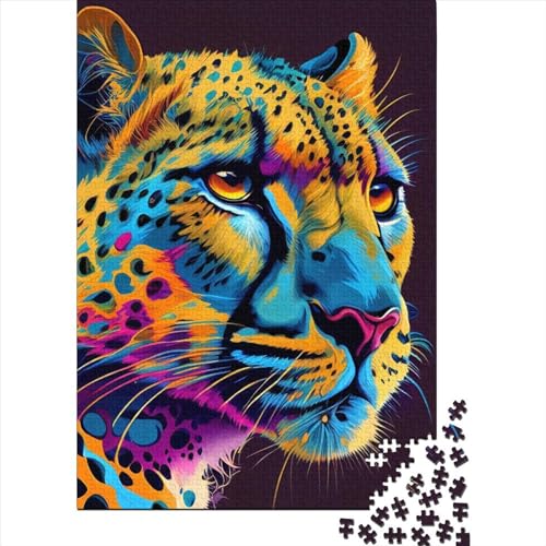 500-teiliges Puzzle, Gepard, Pop-Art-Tier 1, Puzzle für Kinder, Holzbrett-Puzzles, interessantes Puzzle zur Stressreduzierung, 500 Teile (52 x 38 cm) von ABFFSDT