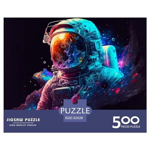 500-teiliges Puzzle „Astronaut im Galaxiehelm“ für Erwachsene, Puzzle, Lernspiel, Herausforderungsspielzeug, 500 Stück (52 x 38 cm) von ABFFSDT