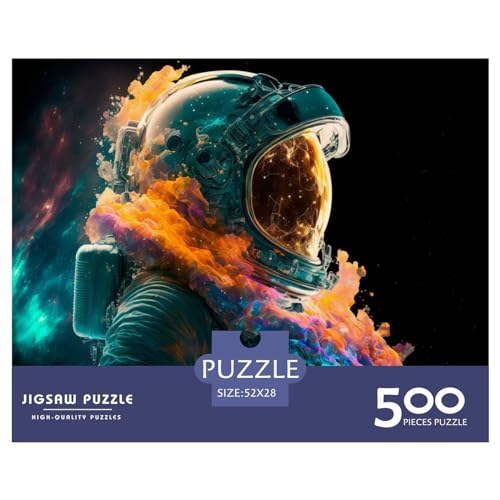 500-teiliges Puzzle „Astronaut im Galaxiehelm“ für Erwachsene und Teenager, Lernspielzeug aus Holz, 500 Teile (52 x 38 cm) von ABFFSDT