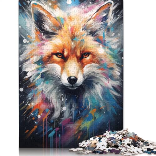 500-teiliges Puzzle „Malkunst-Fuchs“ für Erwachsene Teenager, Holzpuzzles für Teenager, Geschenke zum Entspannen, Puzzlespiele, 500 Teile (52 x 38 cm) von ABFFSDT