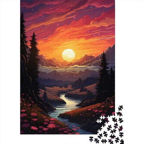 500-teiliges Puzzle für Erwachsene, Sonnenuntergang über der Stadt mit Bäumen, Holzpuzzle für Erwachsene, Familienunterhaltungsspielzeug, 500 Teile (52 x 38 cm) von ABFFSDT