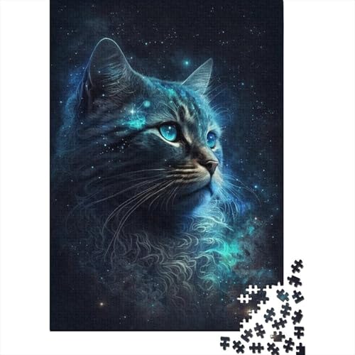 500-teiliges Puzzle für Erwachsene, kosmisches Galaxie-Katzen-Puzzle, kreatives rechteckiges Holzpuzzle, Freunde und Familie, 500 Teile (52 x 38 cm) von ABFFSDT