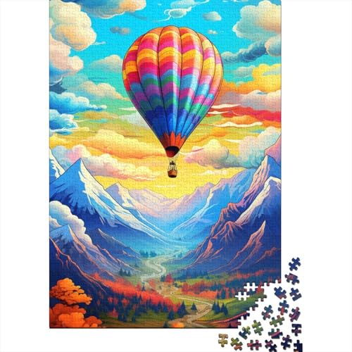 500-teiliges Puzzle für Erwachsene mit Heißluftballon und Bergen, Holzpuzzle, pädagogisches Denkspiel, lustiges Familienspiel, 500 Teile (52 x 38 cm) von ABFFSDT