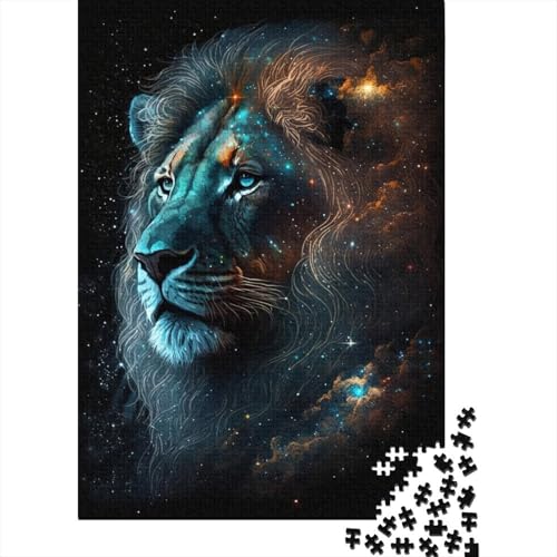 500-teiliges Puzzle für Erwachsene mit dem Motiv „Weltraum-Löwe“, Holzpuzzle, pädagogisches Denkspiel, lustiges Familienspiel, 500 Teile (52 x 38 cm) von ABFFSDT