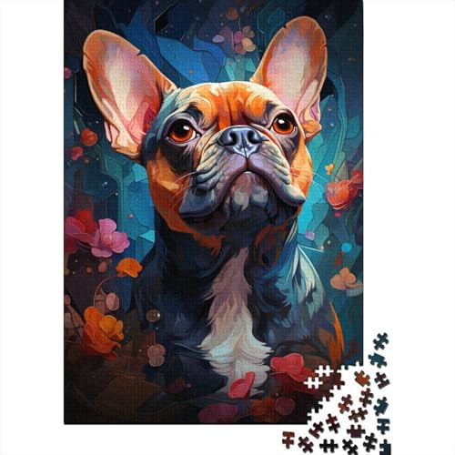 500-teiliges Puzzle für Erwachsene mit süßem, lustigem Bulldoggen-Holzpuzzle, pädagogisches und geistiges Puzzle, lustiges Familienspiel, 500 Teile (52 x 38 cm) von ABFFSDT