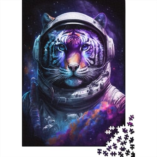 500-teiliges Puzzle für Kinder, 500-teiliges Astronauten-Tiger-Puzzle für Teenager, Holzbrett-Puzzle, Spielzeug, Denkspiel, 500 Teile (52 x 38 cm) von ABFFSDT