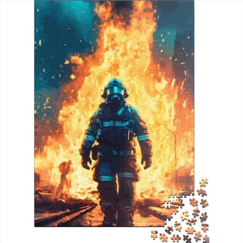 500-teiliges Puzzle für Kinder, 500-teiliges Feuerwehrmann-Flammen-Puzzle für Teenager, Holzbrett-Puzzle, Spielzeug, Denkspiel, 500 Teile (52 x 38 cm) von ABFFSDT