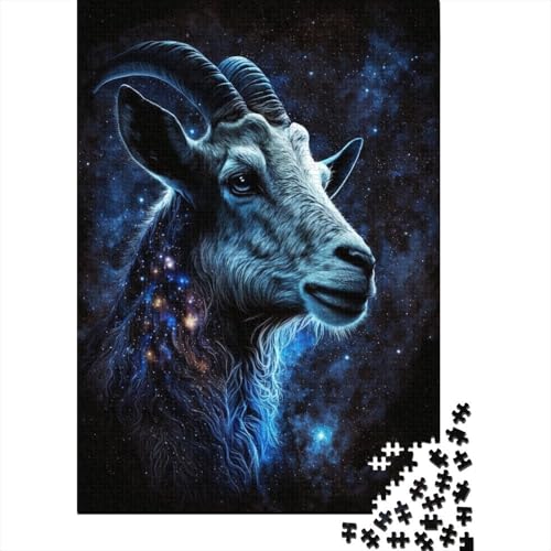 500-teiliges Puzzle für Kinder, 500-teiliges Galaxy Goat Space-Puzzle für Teenager, Holzbrett-Puzzle, Spielzeug, Denkspiel, 500 Teile (52 x 38 cm) von ABFFSDT