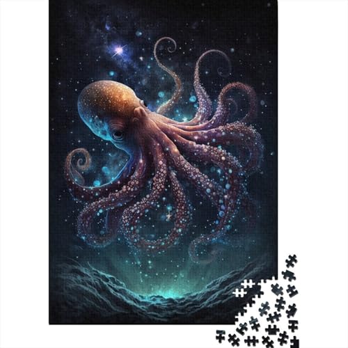 500-teiliges Puzzle für Kinder, 500-teiliges Galaxy Octopus-Puzzle für Teenager, Holzbrett-Puzzle, Spielzeug, Denkspiel, 500 Teile (52 x 38 cm) von ABFFSDT