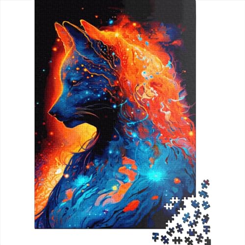 500-teiliges Puzzle für Kinder, 500-teiliges Katzen-Puzzle für Teenager, Holzbrett-Puzzle, Spielzeug, Denkspiel, 500 Teile (52 x 38 cm) von ABFFSDT