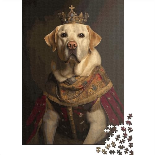 500-teiliges Puzzle für Kinder, 500-teiliges Puzzle „Labrador der König“, Puzzle für Teenager, Holzbrett-Puzzle, Spielzeug, Denkspiel, 500 Teile (52 x 38 cm) von ABFFSDT