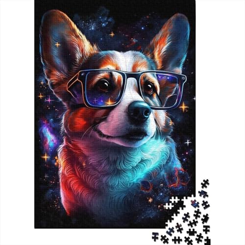 500-teiliges Puzzle für Kinder, Corgi mit Brille, Lernpuzzle für Familie und Freunde, 500 Teile (52 x 38 cm) von ABFFSDT