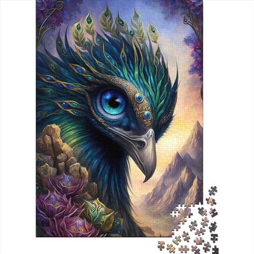 500-teiliges Puzzle für Kinder, Pfau, Fantasy Fiction, 500-teiliges Puzzle, Heim-Lernspiele, DIY-Spielzeug, 500-teilig (52 x 38 cm) von ABFFSDT