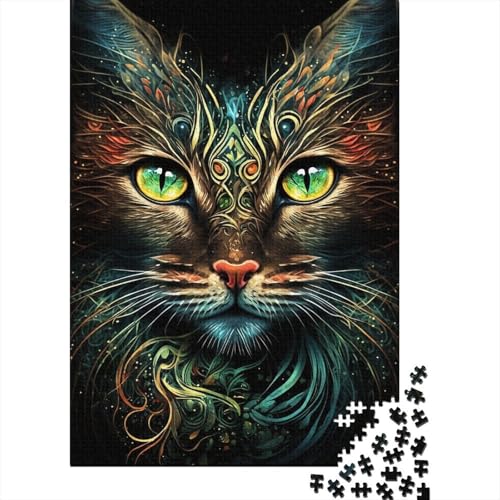 500-teiliges Puzzle für Teenager, Porträt Einer schönen Katze, Puzzle für Erwachsene, Holzpuzzle, Dekompressionsspiel, Spielzeugpuzzle, 500 Teile (52 x 38 cm) von ABFFSDT