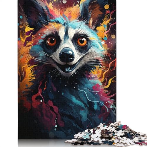 500-teiliges Puzzle mit Farbmalerei, Lemur, für Erwachsene Teenager, Puzzles für Erwachsene, Puzzles für Erwachsene, Puzzles für Erwachsene, Teenager, 500 Teile (52 x 38 cm) von ABFFSDT