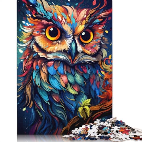 500-teiliges Puzzle mit Gemälden, farbenfrohen Eulen-Kunstmotiven, Puzzle für Erwachsene und Teenager, Lernspiel, 500 Teile (52 x 38 cm) von ABFFSDT