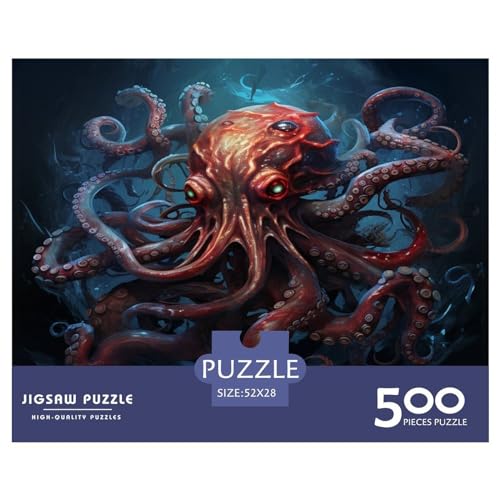 500-teiliges Puzzle mit dunklem Oktopus für Erwachsene und Teenager, 500 Teile (52 x 38 cm) von ABFFSDT