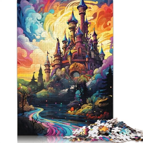 500-teiliges Puzzle mit farbenfrohem psychedelischem Schloss, Puzzle für Erwachsene, Puzzle für Erwachsene, Lernspiel, Herausforderungsspielzeug, 500 Stück (52 x 38 cm) von ABFFSDT