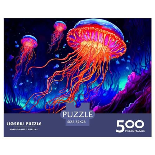 500-teiliges Quallen-Puzzle für Erwachsene, schwieriges Holzpuzzle für Erwachsene, Geschenke für Heiligabend, 500 Teile (52 x 38 cm) von ABFFSDT