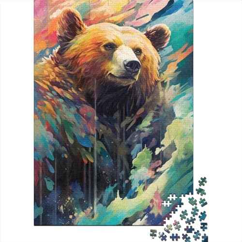 500-teiliges Tier-Puzzle mit Braunbär, farbenfrohes Puzzle für Erwachsene, Puzzle für Erwachsene und Jugendliche ab 12 Jahren, 500 Teile (52 x 38 cm) < von ABFFSDT