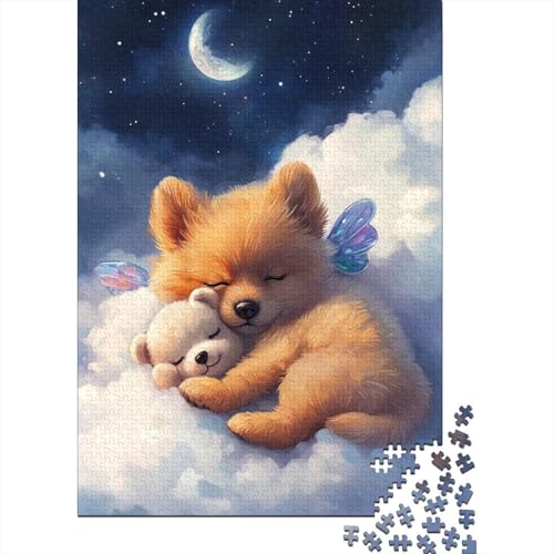 500-teiliges farbenfrohes kosmisches Baby-Hunde-Puzzle für Erwachsene, Holzpuzzle, Puzzle für Erwachsene, 500 Stück (52 x 38 cm) von ABFFSDT