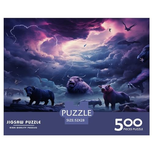 500-teiliges lila Tier-Puzzle für Erwachsene, Holzpuzzle, Lernspiel für Erwachsene Teenager, 500 Stück (52 x 38 cm) von ABFFSDT