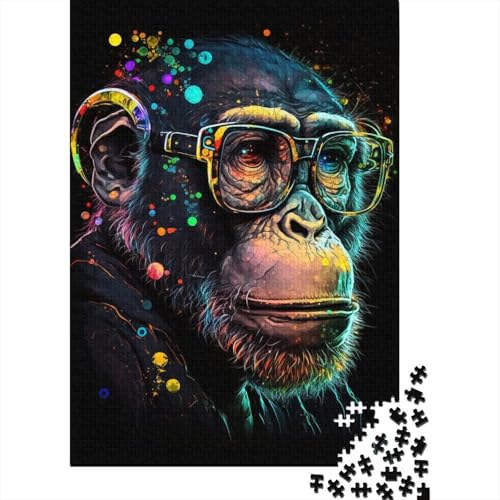 AFFE trägt Brille, 500-teiliges Puzzle, Puzzle für Kinder, kreatives, schwieriges Puzzle, anspruchsvolles Spiel, Geschenkspielzeug, Teenager, Familienpuzzle, 500 Teile (52 x 38 cm) von ABFFSDT