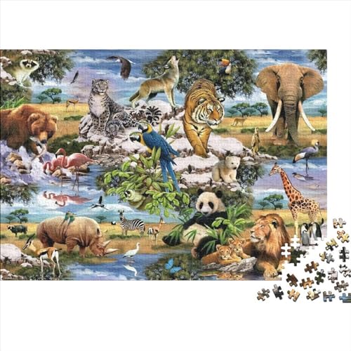 Afrikanisches Tierpuzzle für Erwachsene und Jugendliche, 1000 Teile, Puzzle für Erwachsene, nachhaltige Puzzlespiele, 1000 Teile (75 x 50 cm) von ABFFSDT