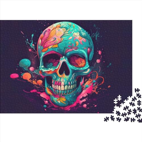 Art Skull 1000-teiliges Puzzle für Erwachsene und Teenager, Teenager, Mann, Frau, Geschenk, 1000 Teile (75 x 50 cm) von ABFFSDT