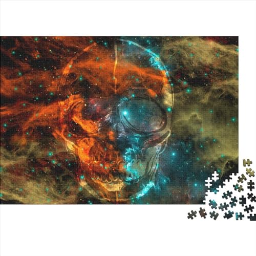 Art Skull Puzzles für Erwachsene 500 Teile Puzzle für Erwachsene und Teenager Familienspiel 500 Teile (52x38cm) von ABFFSDT