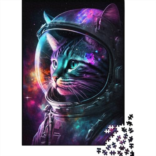 Astronautenkunst-Katzen-Puzzle, 300 Teile, Puzzle für Erwachsene, Denkspiel, Puzzle-Spielzeug für Erwachsene, 300 Teile (40 x 28 cm) von ABFFSDT