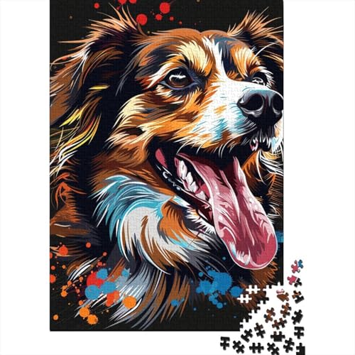 Brittany Dog Art 300-teiliges Holzpuzzle für Erwachsene, Puzzle, Lernspiel, Herausforderungsspielzeug, 300 Stück (40 x 28 cm) von ABFFSDT