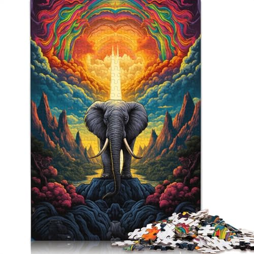 Bunter Elefant12 Puzzle für Erwachsene, 1000 Teile, Holzpuzzle für Teenager, Geschenke, Lernspiel für Erwachsene Teenager, 1000 Teile (75 x 50 cm) von ABFFSDT