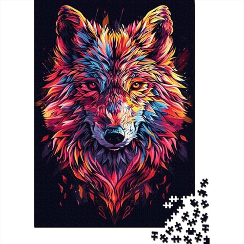 Buntes Wolf-Puzzle, 300 Teile, Puzzle für Erwachsene, Denkspiel, Puzzle-Spielzeug für Erwachsene, 300 Teile (40 x 28 cm) von ABFFSDT