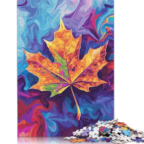 Buntes psychedelisches Ahornblätter-Puzzle, 1000 Teile, Puzzle für Erwachsene, Puzzle für Teenager, Geschenke, Lernspiel, Herausforderungsspielzeug, 1000 Teile (75 x 50 cm) von ABFFSDT