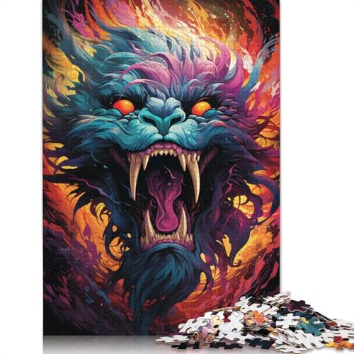 Buntes psychedelisches Drachenmonster-Puzzle für Erwachsene und Teenager, Holzpuzzle für Kinder, Lernspiel, Herausforderungsspielzeug, 1000 Teile (75 x 50 cm) von ABFFSDT