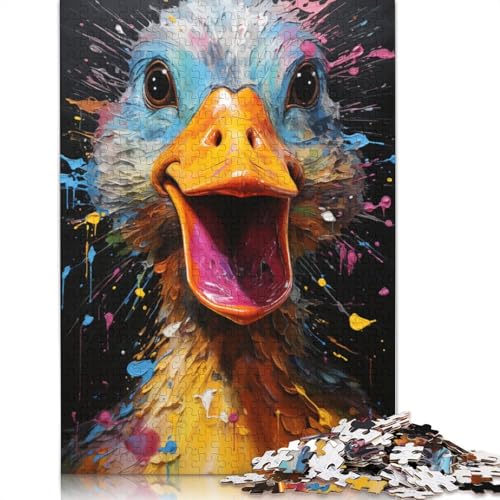 Buntes psychedelisches Ententier-Puzzle für Kinder, Holzpuzzle für Teenager für Kinder, Puzzlegeschenke, 1000 Teile (75 x 50 cm) von ABFFSDT