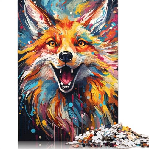 Buntes psychedelisches Fuchs-Tierpuzzle, 1000 Teile, Puzzle für Erwachsene, Holzpuzzle, nachhaltiges Puzzle für Erwachsene | Spiele 1000 Teile (75 x 50 cm) von ABFFSDT