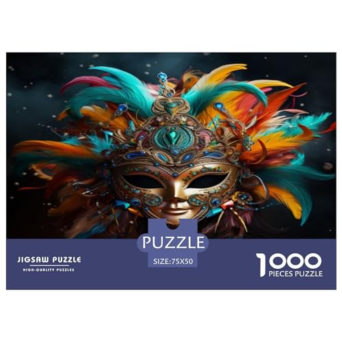 Colorful_mask 1000-teiliges Puzzle, Holzpuzzle für Teenager, lustige Puzzles 1000 Stück (75 x 50 cm) von ABFFSDT