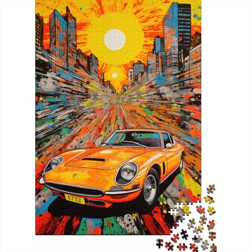 Cooles, farbenfrohes Sportwagen-Holzpuzzle für Erwachsene, 300-teiliges Puzzle, rechteckiges Puzzle, Heimdekoration sowie Familienspiel, 300 Teile (40 x 28 cm) von ABFFSDT