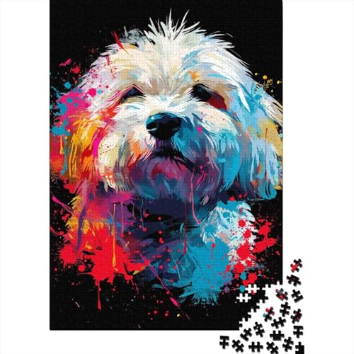 Coton De Tulear Dog Art Puzzle für Erwachsene, 300 Teile, klassisches Puzzle, Holzpuzzle, Wandkunst, einzigartiges Spielzeug, 300 Teile (40 x 28 cm) von ABFFSDT