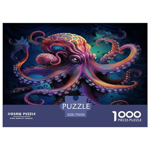 Deep Ocean Octopus 1000-teiliges Puzzle für Erwachsene und Teenager, Teenager, Mann, Frau, Geschenk, 1000 Teile (75 x 50 cm) von ABFFSDT