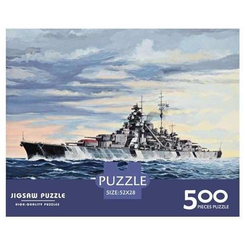 Deutsches Schlachtschiff Bismarckn Puzzle für Erwachsene und Jugendliche, 500 Teile, Holzpuzzle für Erwachsene, Puzzles für Jugendliche ab 12 Jahren, 500 Teile (52 x 38 cm) von ABFFSDT