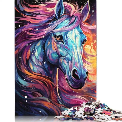 Die farbenfrohe Psychedelia of Galaxy Horse Puzzle, 500-teiliges Puzzle für Erwachsene, Puzzles aus Holz, nachhaltiges Puzzle für Erwachsene | Spiele 500 Teile (52 x 38 cm) von ABFFSDT