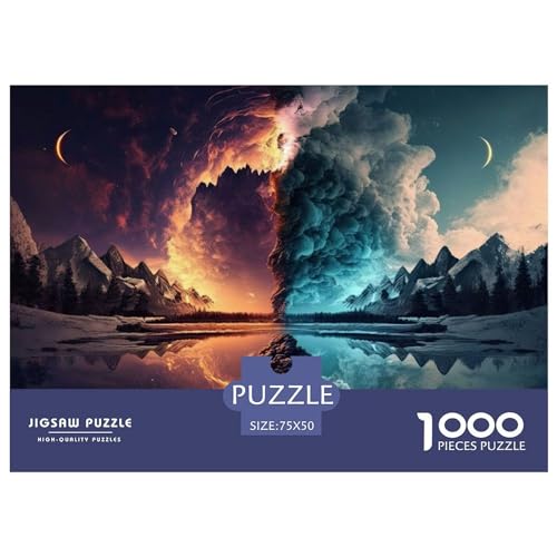 Fantasievolles, farbenfrohes Landschaftspuzzle für Erwachsene und Jugendliche, 1000 Teile, Puzzle für Erwachsene, nachhaltige Puzzlespiele, 1000 Teile (75 x 50 cm) von ABFFSDT