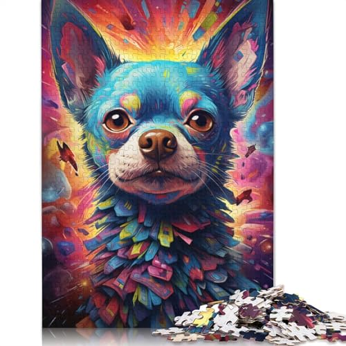 Farbenfrohes Fantasy-Chihuahua-Hundekunst-Puzzle für Erwachsene und Jugendliche, 1000 Teile, Puzzle für Erwachsene, Lernspiel, Herausforderungsspielzeug, 1000 Teile (75 x 50 cm) von ABFFSDT