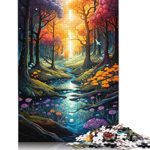 Farbenfrohes psychedelisches Fantasiewald-Puzzle, 1000 Teile, Holzpuzzle für Erwachsene und Teenager, für Erwachsene und Teenager ab 12 Jahren, 1000 Teile (75 x 50 cm) von ABFFSDT