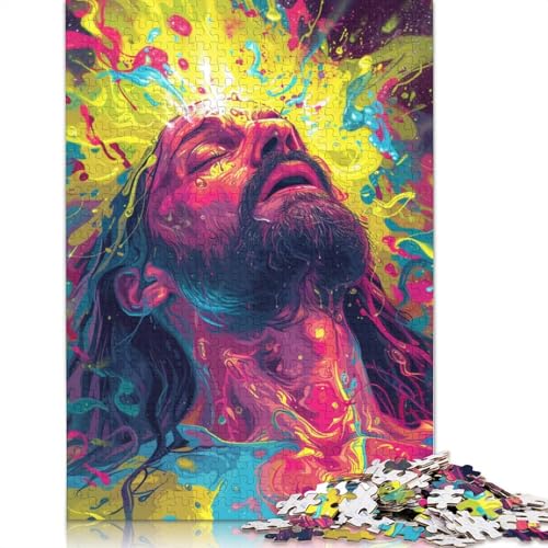 Farbenfrohes psychedelisches Puzzle mit Jesus auf dem Wasser, 1000-teiliges Puzzle für Erwachsene, Puzzles aus Holz, nachhaltiges Puzzle für Kinder | Spiele 1000 Teile (75 x 50 cm) von ABFFSDT