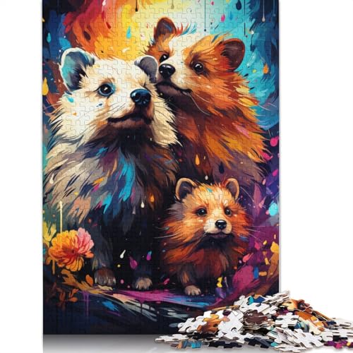 Farbmalerei-Meerschweinchen-Puzzles für Erwachsene, 1000 Puzzles, Puzzles für Erwachsene, Puzzles für Erwachsene, Lernspiel, Herausforderungsspielzeug, 1000 Teile (75 x 50 cm) von ABFFSDT