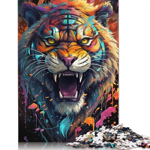 Fierce Painting Exotic Tiger Puzzles für Erwachsene 1000 Teile, Holzpuzzles für Teenager, Geschenke, Lernspiel für Erwachsene Teenager, 1000 Stück (75 x 50 cm) von ABFFSDT